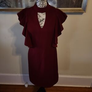She + Sky Burgundy Midi Dress